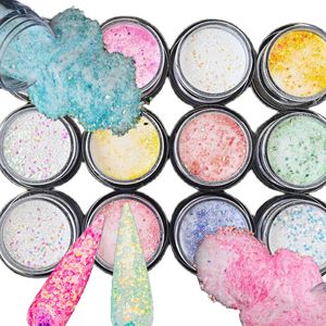 Conjunto de 12 JAR de Pós Acrílicos Líquidos com Glitter Conjunto de Pó para Unhas Faça Você Mesmo Manicure Francesa para Estender Carve Art Dust KIT 230703