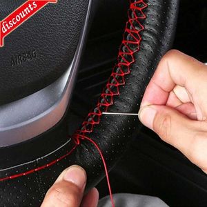 Nuovo coprivolante per auto antiscivolo in morbida pelle artificiale 38 cm con aghi e treccia di filo sugli accessori per auto al volante