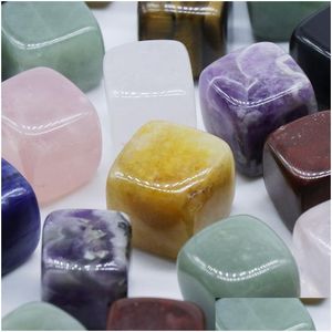 Stone 16mm Cubic Block Staty Natural Carved Decoration Quartz Hand Polished Healing Crystal Reiki Trinket Presentrum Ornament Drop D DH8MD