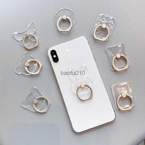 Universell mobiltelefonhållare Stand Finger Ring Magnetic For Cute Cell Smart Phone Transparent Holder för iPhone 11 12 XS Max L230619