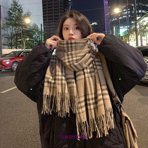 Fashion winter scarves retail for sale New Striped Fringe Scarf Autumn Winter Women's Korean Versatile Shawl Cute Double sided Warmth Thickened Neck