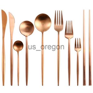 Matservis Set Rose Gold Bestick Set Smör Knivar Ätpinne Stek Kniv Gaffel Kaffesked Tesked Hem Fest Resor Bröllop Noble servis x0703