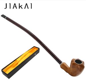 喫煙パイプ 高品質の茶色のタバコロッド、ロングロッド、ロングパイプ煙を大量に含む彫刻模様の木製樹脂パイプ