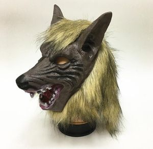 Party Masken Halloween Latex Wolf Kopf Maske Werwolf Kopfbedeckung Gruselige Simulation Masken Kostüm für Halloween Party Karneval Prop