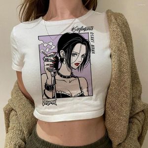 Women's T Shirts Nana Hippie Yk2 Vintage Crop Top Girl Fairy Grunge 2000s Goth Cropped