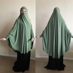 Abbigliamento etnico Musulmano Lungo Khimar Ramadan Preghiera formale Indumento Hijab Donna Niqab Burka Arabo islamico Namaz Musulman Eid Jilbab Dj226I