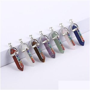 Charms 7 Chakra Natural Stone Charm Rose Quartz Crystal Pendants Chakras Gem Fit örhängen Halsband som gör droppleverans Jew Dhqod