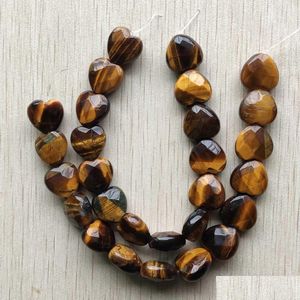 Stone Fashion 15mm Heart Natural Tiger Eye Quartz Cut Facetterade pärlor för smycken Making Drop Delivery DHFLJ