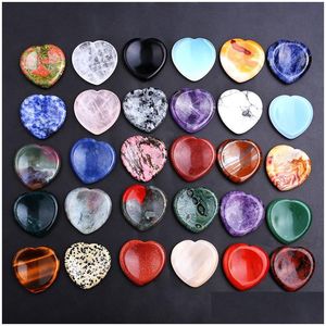 Stone Heart Worry Thumb Gemstone Artware Natural Rose Quartz Healing Crystal Therapy Trattamento Reiki Minerali spirituali Mas Palm Dro Dhqo9
