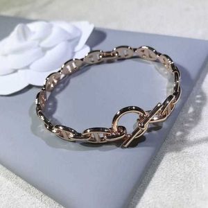 Designer-Armband aus S925-Sterlingsilber mit Schweinenase und Volldiamant ohne Beschichtung, Roségold und Platin, vielseitiges modisches Armband mit Schnalle für Paare