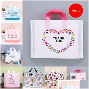 Förpackningspåsar Plastklädespåse med handtag Butikspaket Tack Special för din transparenta present Tecknad tryckt Drop Delivery Dhhld