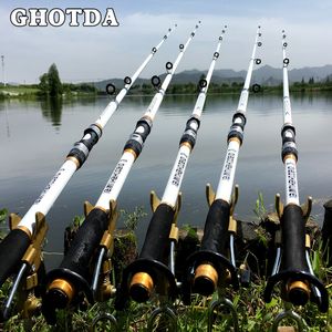 Varas de pesca para barco GDA Design branco giratório Vara de pesca FRP Fibra de carbono Telescópica Varas de pesca 2.1-3.6M 230703