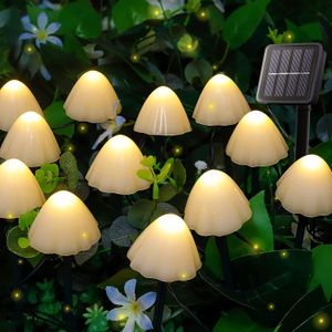 Weihnachtsdekorationen, Pilz-Lichterkette, Solar-LED, für den Außenbereich, Weihnachtsferien, Garten, Rasen, Atmosphäre, Lichter, Laternen