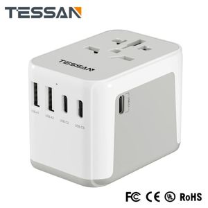 Power Cable Plug TESSAN Universal Travel Adapter International All-in-one Travel Charger with USB Type C Wall Charger for US EU UK AUS Travel 230701