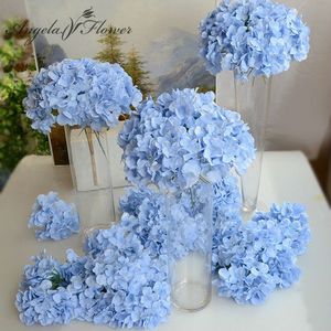 Dried Flowers 11PCS Lot Silk Artificial Hydrangea Flower Heads With Stems DIY For Wedding Floral Wall Arrangement Garland Handmade Materials 230701