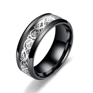 Classics 8MM Gold Plated Celtic Dragon Ring Men Engagement Wedding Band Stainless Steel Band Ring