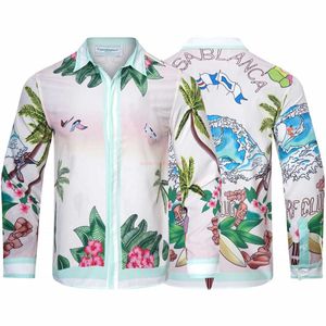 Casa Designer Fashion Clothing Shirts 2023 New Casablanca Garden Surfing Camisas de manga comprida para homens Casablanca Leisure Ins Shirts