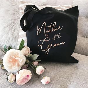 Sacolas de compras Mãe do noivo Bolsa de dama de honra Idéias para presentes estampados Bolsa feminina de lona Ombro Casamento
