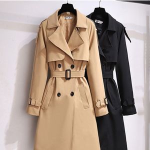 Women s Trench Coats Mid length windbreaker women s 2023 spring and autumn Korean style fashion casual slim British cloth coat ins 230701