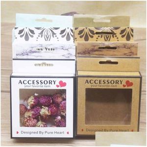 Storage Boxes Bins Accessory Packaging Box With Window Pvc Kraft Paper Diy Packing Container Thank You Printed Cardboard Craft Dro Dhkdn
