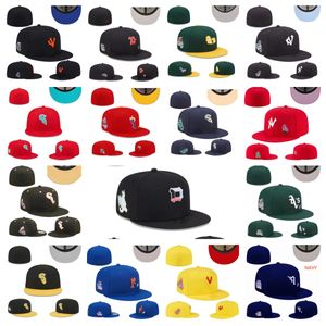 2023 Taglie di cappelli aderenti Cappello aderente Baseball football Snapbacks Designer Cappello piatto Berretti in cotone con ricamo regolabile attivo Tutto il logo della squadra Sport all'aria aperta Cappellino in rete taglie 7-8