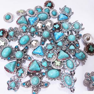 Other Sier Color Turquoise Paved Alloy Components 18Mm Snap Button Charms Beads Jewelry Making Diy Necklace Earrings Bracelet Suppli Dhanm