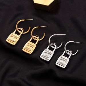 18K Altın Kaplama Lüks Marka Tasarımcıları Mektuplar Stud Paslanmaz Çelik Kulak Döngüsü Geometrik Ünlü Kadınlar 925 Gümüş Kristal Rhinestone Küpe Düğün Partisi Jewerlry
