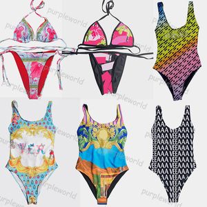 Costumi da bagno jacquard stampati patchwork senza maniche Halter Costume da bagno per ragazze Design senza schienale Costumi da bagno perizoma Bikini da spiaggia da donna