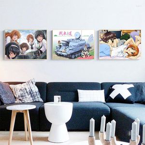 Quadros Girls Und Panzer Decoração para Casa Anime Japonês Papel Revestido Branco Parede Cartaz