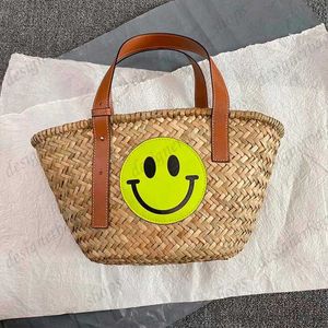 bolsas de grife bolsa de praia bolsa de praia de grande capacidade bolsa de palha bolsa de tecido padrão animal bolsa de balde sacolas de couro padrão smiley bolsa de compras carteira cesta de vegetais