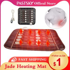 Back Massager Jade Infraröd uppvärmning Pad Back Compress Mat Cushion Akupunktur Fysioterapi Equipment Pain Relief Health Care Office 230701