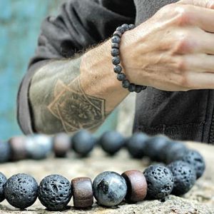 Black Moonstone Beads bouddha Lava Stone Bracelet aromatherapy Diffuser Bracelets for Men