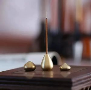 Water Drop Shape Incense Stick Holder Brass Small Censer Accessories Mini Copper Stick Holder Home Decor I0703