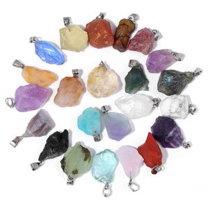 Pendant Necklaces Natural Stone Rough Mineral Quartz Crystal Agate Gems Pendants Fit Diy Necklace Earrings Accessori Costume Jewelry Dhwu4