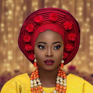 Nijerya Auto Gele Africa Head Tie African Aso Oke Headtie Türban Nijeryalı Gele Afrika Headtie Aso Ebi Big Brim2455