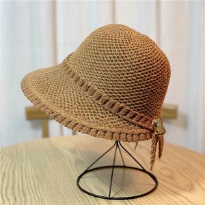 Hawaiian Summer Big Brim Suncreen Bucket Hat Kobiet Regulowany stały kolor wakacyjny plaża na zewnątrz przyjęcie piknik