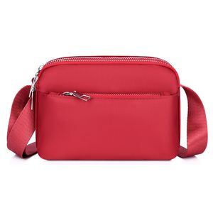 Bolsa Mensageiro Feminina Casual com Zíper Bolsa Transversal para Telefone com Vários Bolsos Bolsa Feminina de Nylon Quadrada de Ombro