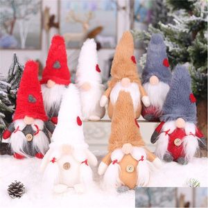 Dekoracje na boże narodzenie pluszowa zabawka szwedzki Gnome Xmas Forest Man ozdoby dla lalek dzieci skandynawski skandynawski karzeł zabawki Drop Delivery Home Dhjem