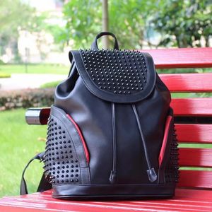 Kristen svart och röd ryggsäck designer skolväska stor kapacitet ryggsäck handväskor för kvinnor stängning läder dragstringar casual väska montsouris paty
