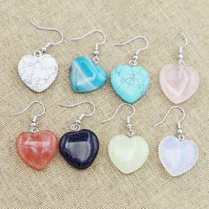 Charm Natural Stone Heart Charms Earrings Pendants Rose Quartz Opal Crystal Dangle Women Party Jewelry Drop Delivery Dhalw