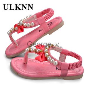 Сандалии Ulknn Girls Sandals Дети Лето сладкая нежная цветочная крышка для покрытия обувь Дети мягкое дно без бисера детской сандалии PU J230703