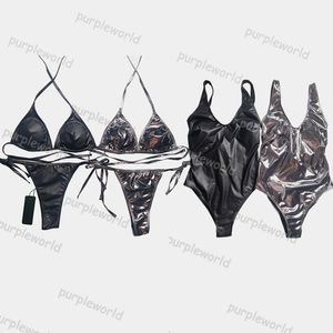 Summer Solid Color Swimsuit Sexy Fashion Womens Design Backless Reflective Bikini Vacation Beach Two Piece Set