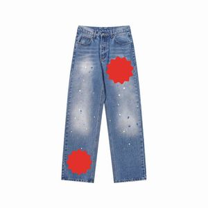 2023 Mens Jeans Designer Make Old Washed Jeans Chrome Straight Trousers Heart Letter Prints for Women Men Casual Estilo Longo Azul Preto