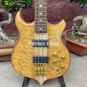 Custom alembicstyle chitarra basso Burst Maple Top 4 corde per basso collo attraverso il corpo