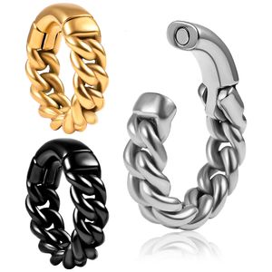 Vankula 2PC Edelstahl Magnetring Kette Ohrgewichte Kleiderbügel Plugs Expander Piercing Ohrringe Damen Herren Modeschmuck 230703 Nabelklingelknopfringe