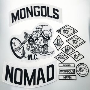 Moğol Nomad MC Biker Yelek Nakış Yamaları% 1 MFFM Hafıza İrmili Ceket Motosiklet Patch2225