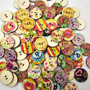 Wooden Buttons vintage paint 15 20 25mm 2 holes for handmade Gift Box Scrapbooking Crafts Party Decoration DIY Sewing draw239W