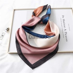 Scarves 2022 Luxury Silk Satin Square Scarf Women Print 70cm Spring Shawl Wrap Neck Tie Female Hair Hand Wirst Foulard Bandana Hijab J230703