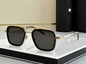 Quadratische Sonnenbrille aus goldfarbenem Metall mit dunkelgrauen Gläsern für Herren, Sommersonnenbrillen, Sonnenbrillen, UV400-Brillen mit Box