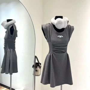 Designer Women's Shirt T-shirt Dress Light Luxury Small flying sleeves Gray Letter Summer Dress Casual women's Letter Slim sexy fashion dress